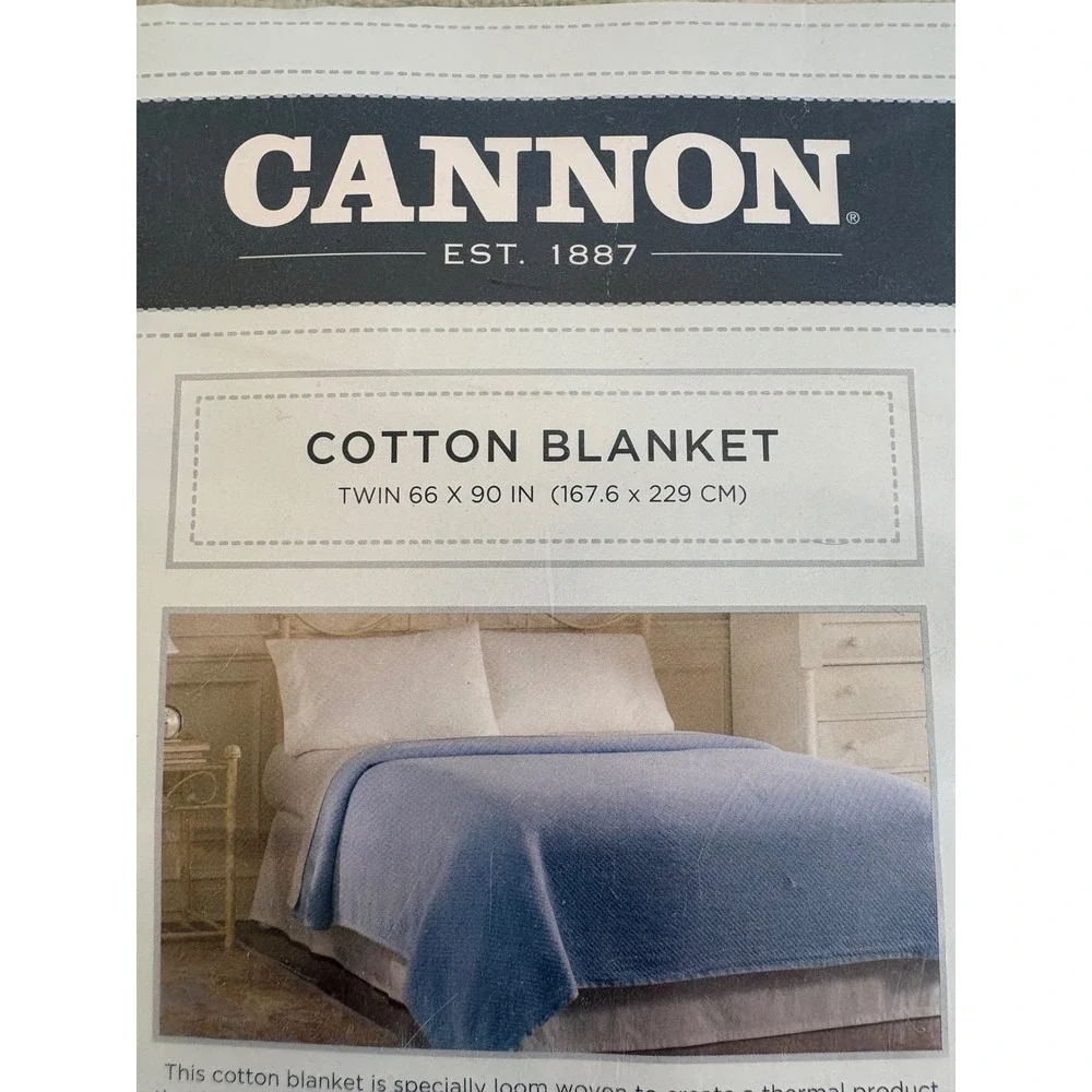 Sears Cannon Cotton Blanket Twin Sage Green Thermal Weave 66x90 M75233 New